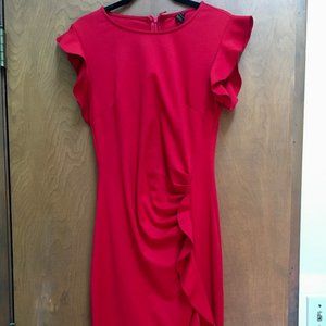 Miusol Red Ruffles Slim Business Pencil Dress